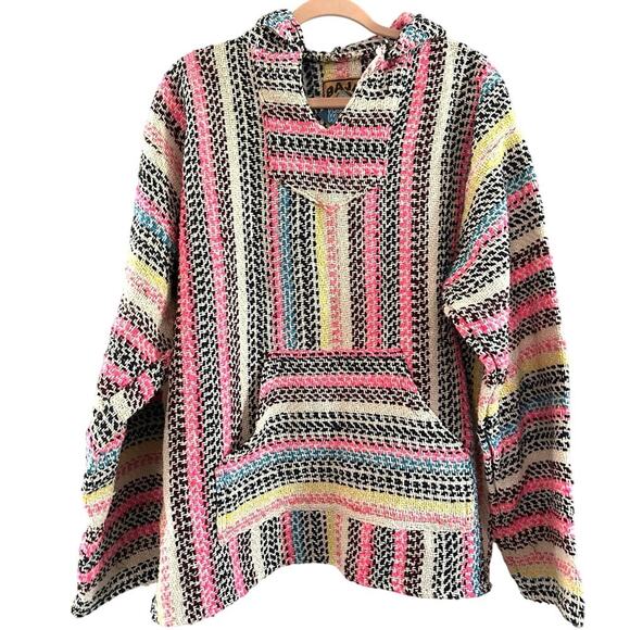 Baja Joe Tops - BAJA JOE Hoodie Hooded Beach Boho Pullover Cover-Up Woven Multi - Unisex XL NWT